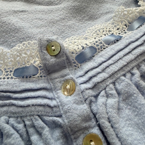 Lot of 2 Eileen West Nightgowns Womens S Blue Cotton Flannel Lace Victorian - Picture 3 of 14